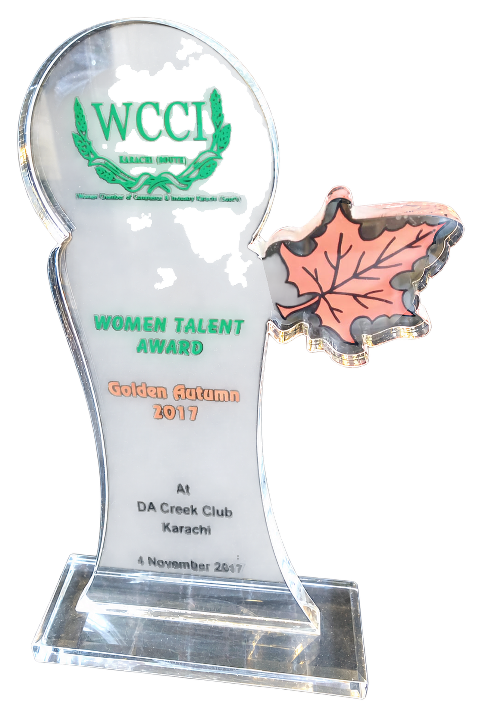 WCCI Karachi (South): Acrylic award, wcci award