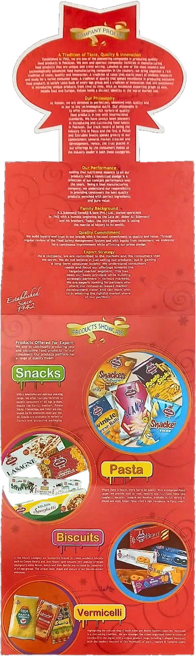KOLSON: Die-cut accordion leaflet, extended rear