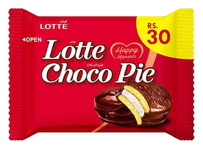 Lotte Kolson: Choco Pie packaging, wrapper and carton, pack front