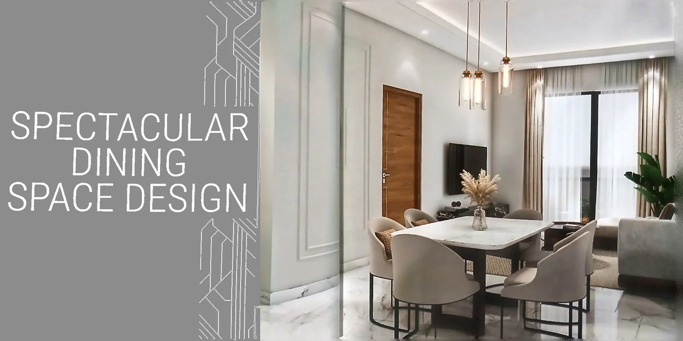 Samrina Builders: Square brochure, gold on the cover, spectacular dining space design