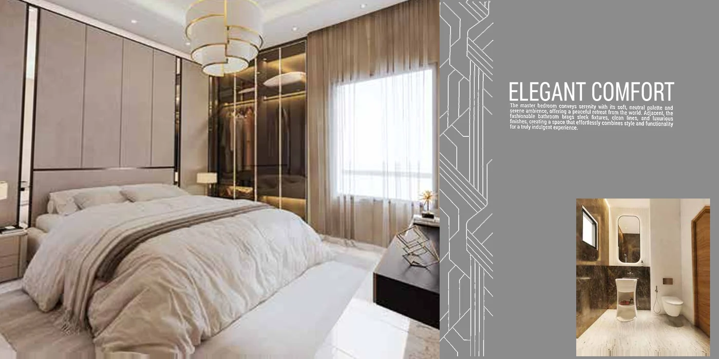 Samrina Builders: Square brochure, gold on the cover, elegant comfort