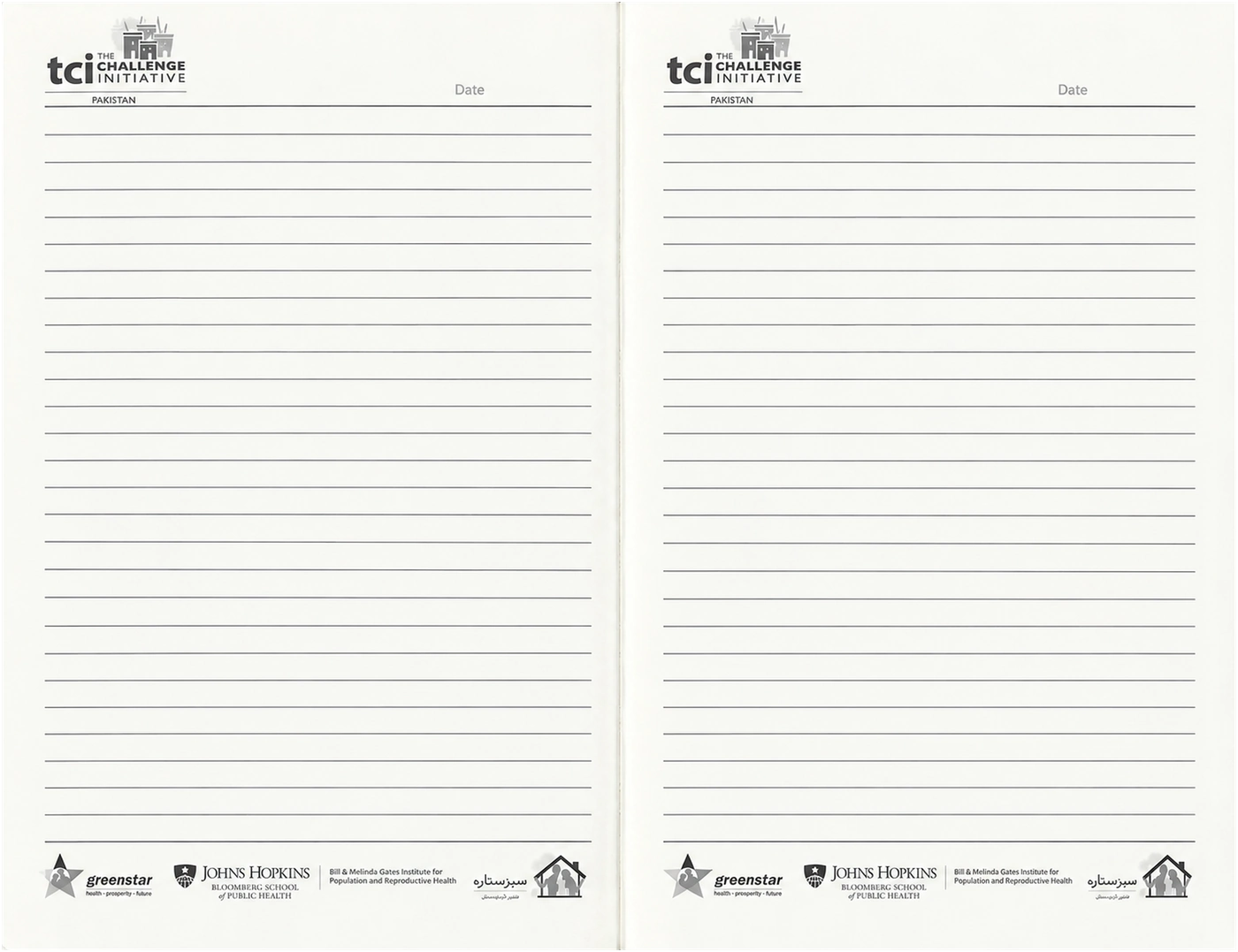 TCI (The Challenge Initiative), Pakistan: Notebook with elastic band, open spread